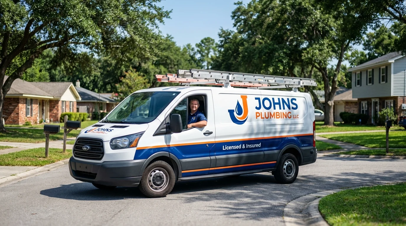 Johns Plumbing LLC service van in Camuy, PR