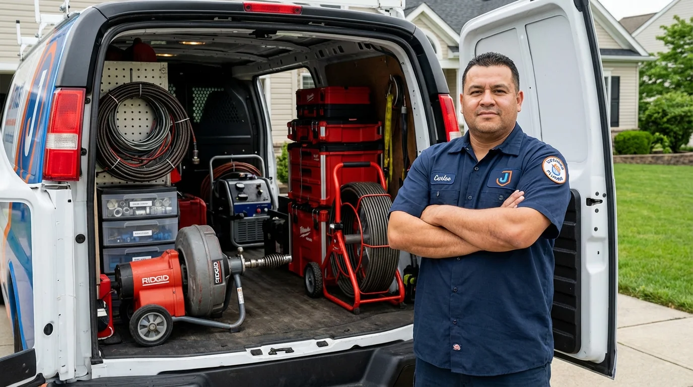 Professional drain cleaning equipment and Johns Plumbing LLC plumber in Camuy