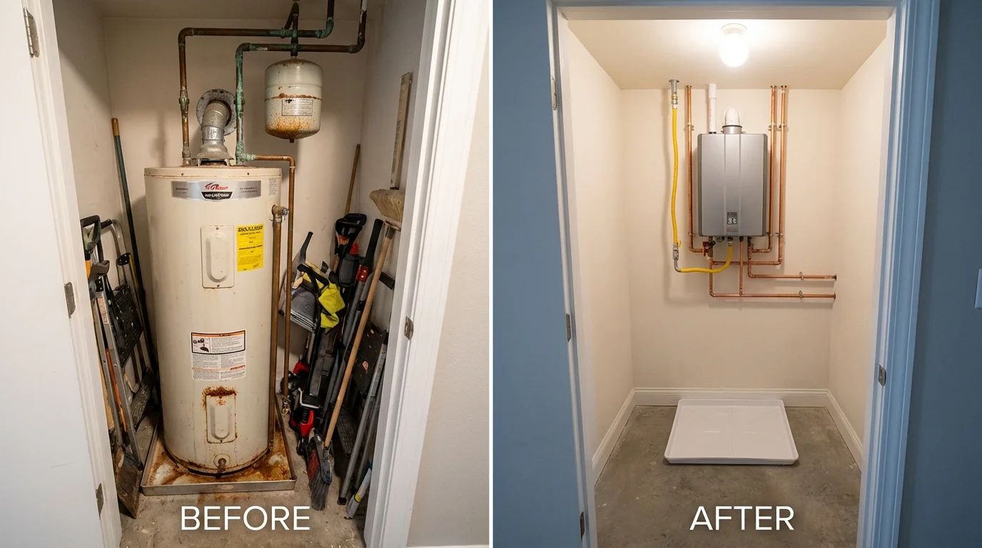 Tank water heater versus wall-mounted tankless unit comparison for Camuy, PR homeowners